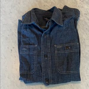 American eagle dark denim long sleeve button up